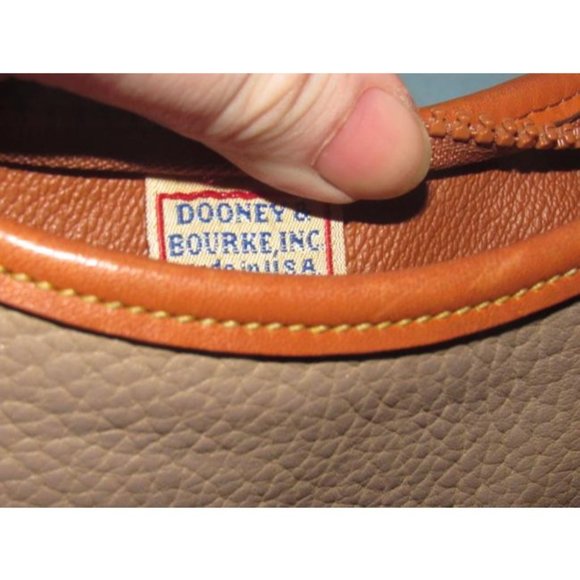 Dooney And Bourke Vintage Taupe & Cognac Brown Leather  HOBO Shoulder Bag - Picture 11 of 16